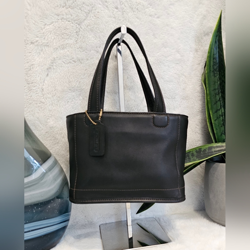 COACH Mini Tote Vtg 1990s Black Double Handles 9 x 6 x 4 RARE 9308 W/Bullseye